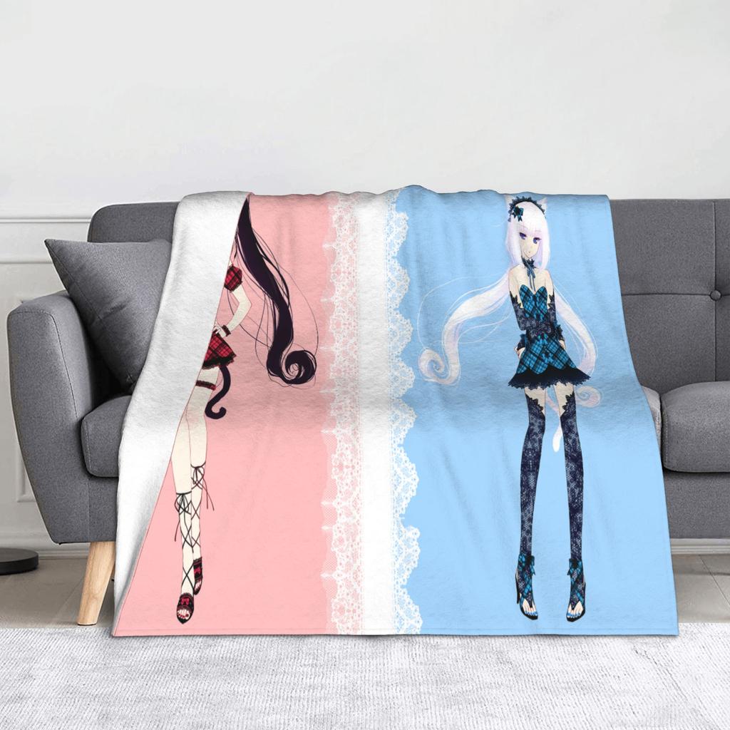 Nekopara Coconut Cinnamon Azuki Flannel Blanket Anime Chocola Vanilla Sexy Gir Vintage Throw Blankets for Home 150*125cm Quilt