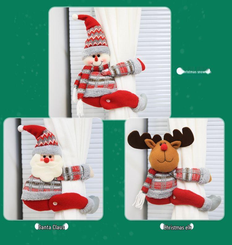 Vánoční kreslená panenka, ozdoba na závazek závěsů pro hotely a restaurace