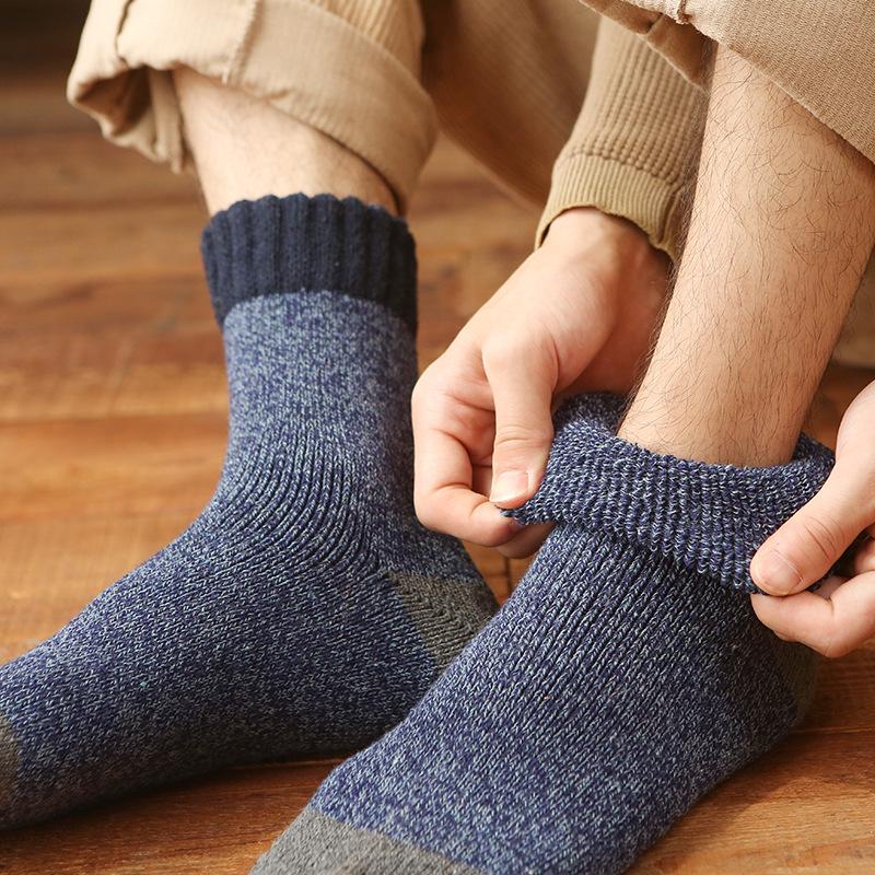 Meias de Inverno Masculinas em Lã Cashmere e Malha Terry: Super Grosso, Quente, Design de Cano Médio