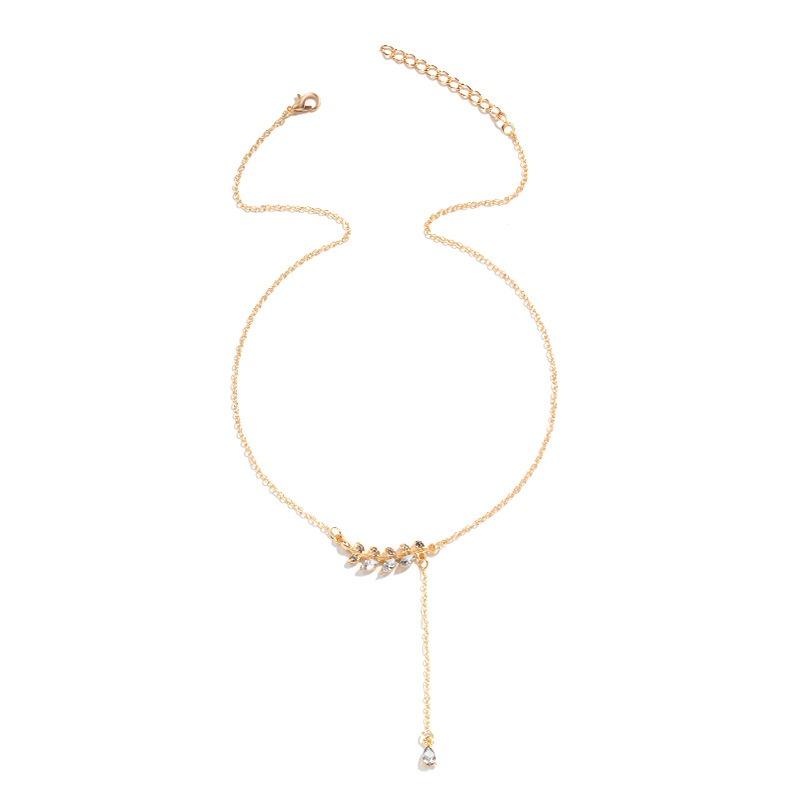 Alloy pendant jewelry high-end wheat ear tassel adjustable necklace female leaf collarbone chain