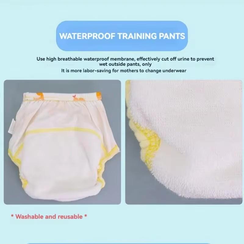 Baby Cotton Learning Pants, Newborn Diaper Pocket Cloth Waterproof Breathable Training Pants Baby Washable Cartoon Diaper Pants