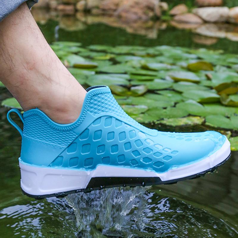 Fashion Outdoor Men Rain Boots Waterproof Work Light Ankle Rainboots Fashion Slip On Rain Boots Rubber Fishing Kitchen Shoes Size 39-44