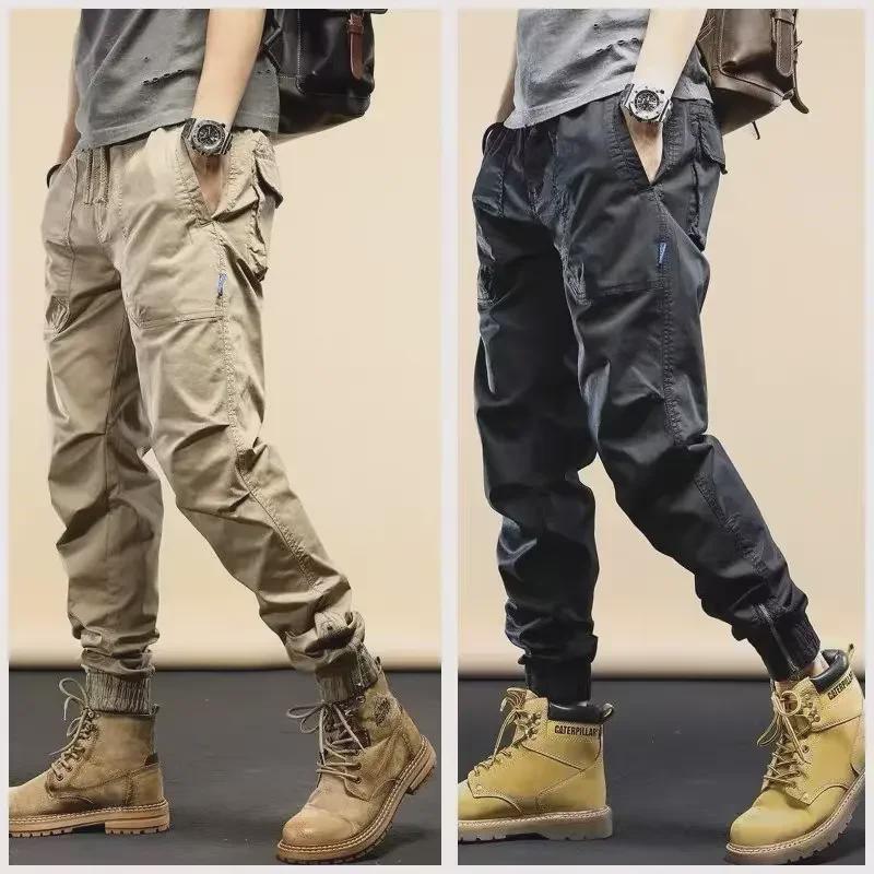 Retro Hong Kong Style Zipper Overalls: Trendy, Wear-Resistant, Versatile Sports Casual Pants for Spring and Autumn