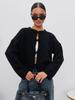 European and American 2026 Autumn/Winter European and American Autumn Casual Loose Cardigan Tie Solid Color Knit Sweater for Women