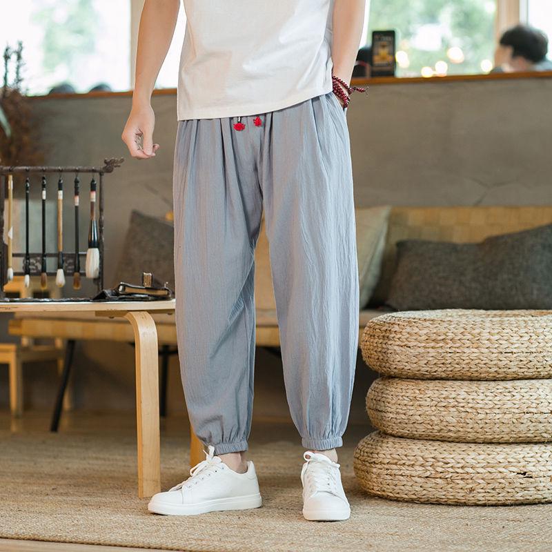 Monk Loose Cotton-Linen Meditation Pants - Hemmed for Spring & Summer