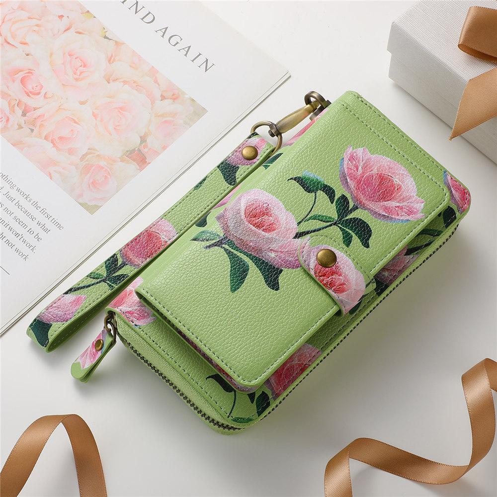 Flower Wristband Detachable Wallet Cards Holder Case for Samsung Galaxy S25 S24 S23 Ultra S22 Plus Note 20 Magnetic Cover