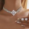 3PC Women's Fashion Copper Inlaid Zircon Claw Chain Flower Necklace Earring Set Suitable for Wedding, Party, Festival Gifts