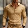 Men's Casual Long-Sleeve Slim Fit Black Geometric Pattern Breathable Versatile Formal Shirt Fashion Outdoor Men's Top
