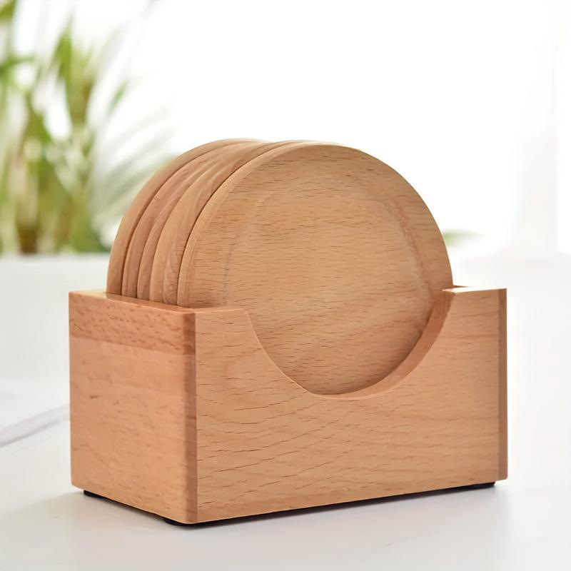 Bamboo Coaster Set: Creative Round Tea Ceremony Cup Holder & Insulating Pad, DIY Engravable.