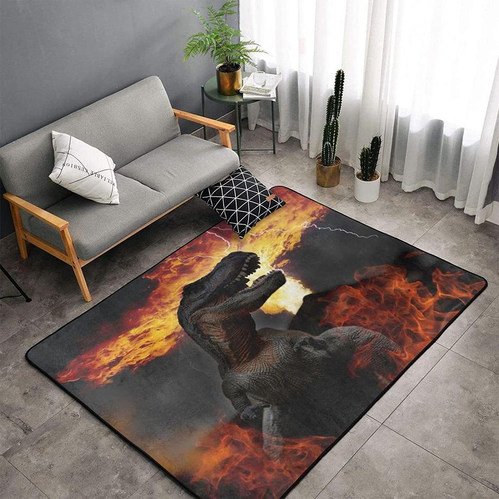 Jurassic Dinosaur Living Room Area Rug 3D Dinosaur Carpets Bedroom Rug for Boys Kids Play Mat Animal Print Rug Entrance Doormat
