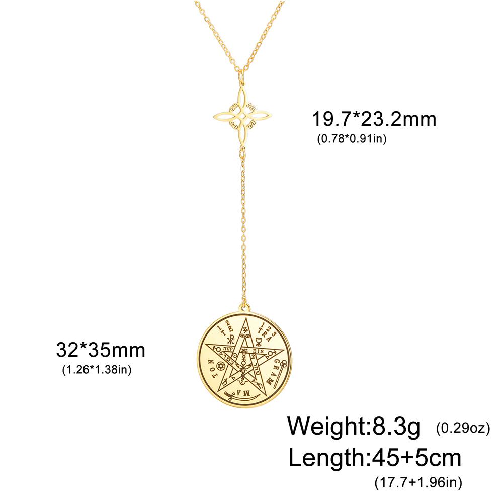 Dawapara Tetragrammaton Pentagram Necklaces Witches Knot Pendant Wiccan Protection Amulet Stainless Steel Jewelry