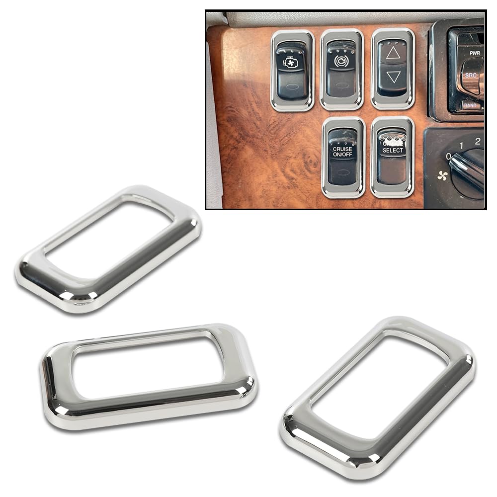 PIT66 Chrome Plastic Rocker Switch Trim Bezel Compatible with Freightliners,Kenworths Using Rocker Switches,Peterbilt 3pcs