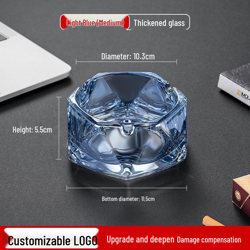 Crystal Glass Ashtray: Elegant, Fly-Repellent Design for Home or Office