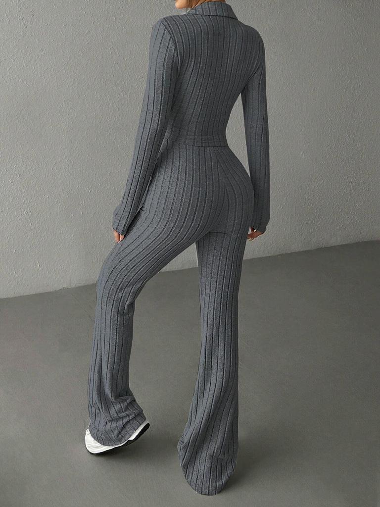 Damen Langarm-Sweatshirt und Hosen-Set im europäischen und amerikanischen Stil mit Reißverschluss - Herbst/Winter-Kollektion