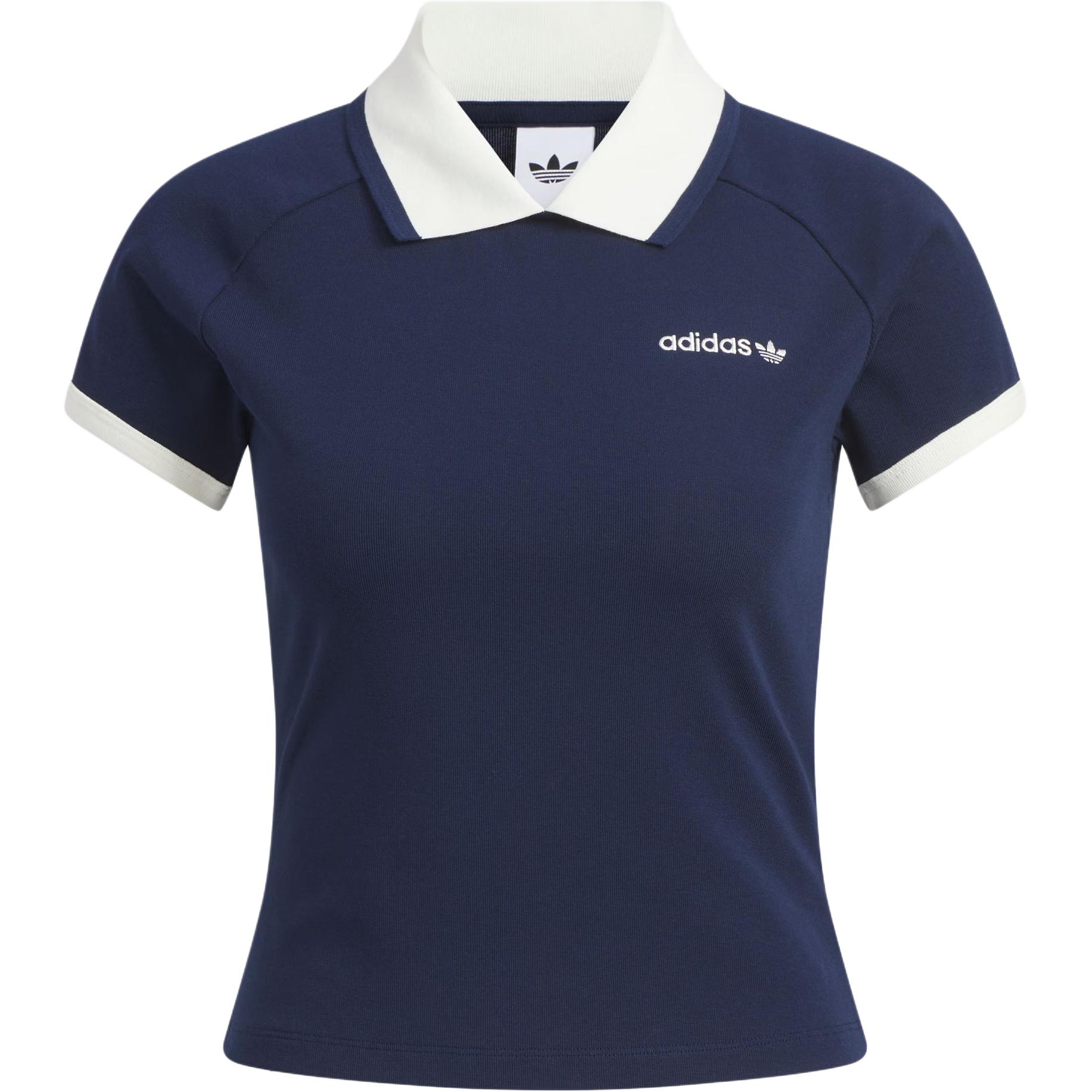 

Adidas Оригинальная женская спортивная футболка поло с коротким логотипом Ss25, облегающего кроя, KF9610 XS