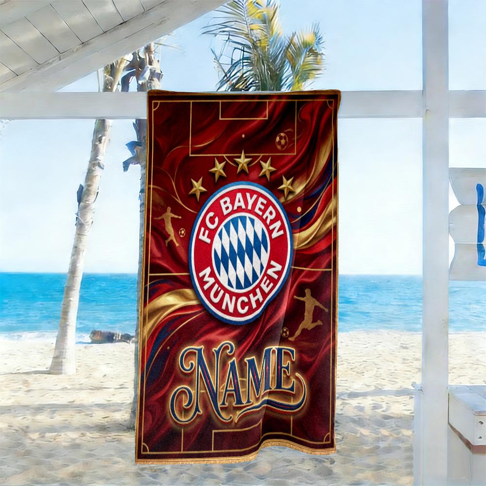 Fc Bayern München Poster Personalized Text Beach Towel High Absorbency & Quick-Dry Perfect for Traveling Yoga Camping and Swimming