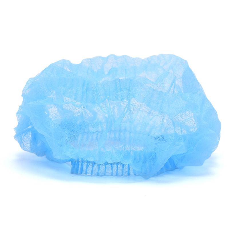 100 Pcs Disposable Non Woven Striped Cap Non Woven Mesh Cap Dust Proof Chef Hat