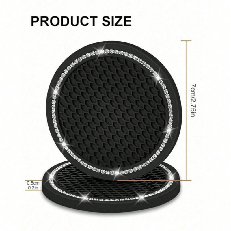 1pc/2PCS Car Cup Coaster, Bling Cup Holder Insert Coasters,Universal Auto Non-Slip Cup Holder Embedded in Ornaments Silicone Coaster