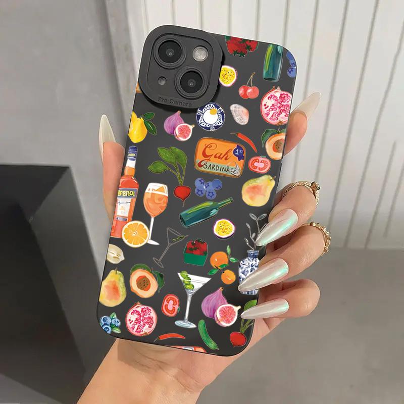 Fruit Juice Flower Pattern Phone Case For Xiaomi Redmi 13C 14C 12 Redmi Note 14 13 12 11 Pro Plus 5G 12S 11S 10S Soft Cover
