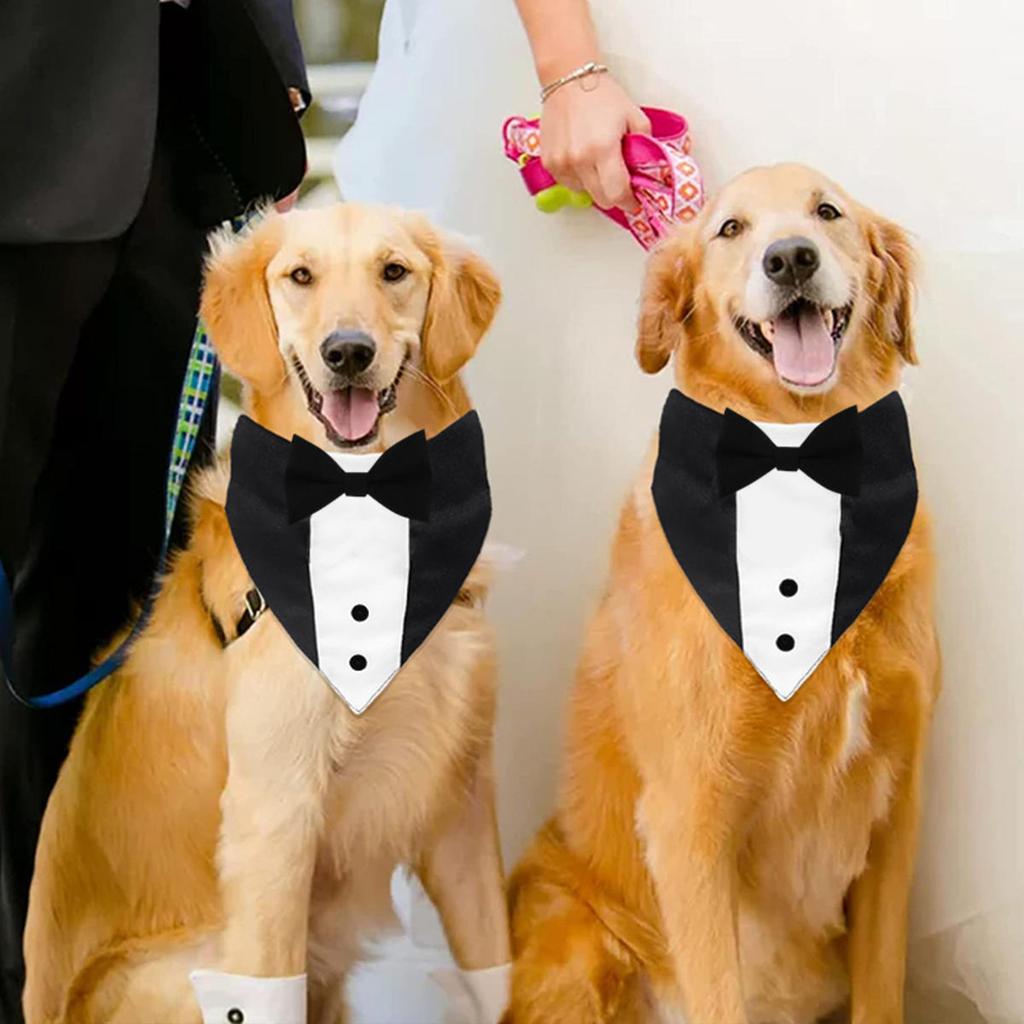 Dog Collar Pet Wedding Bow Tie Scarf Adjustable Dog Neckerchief Bowtie Collar  Pet Formal Costume for Puppy