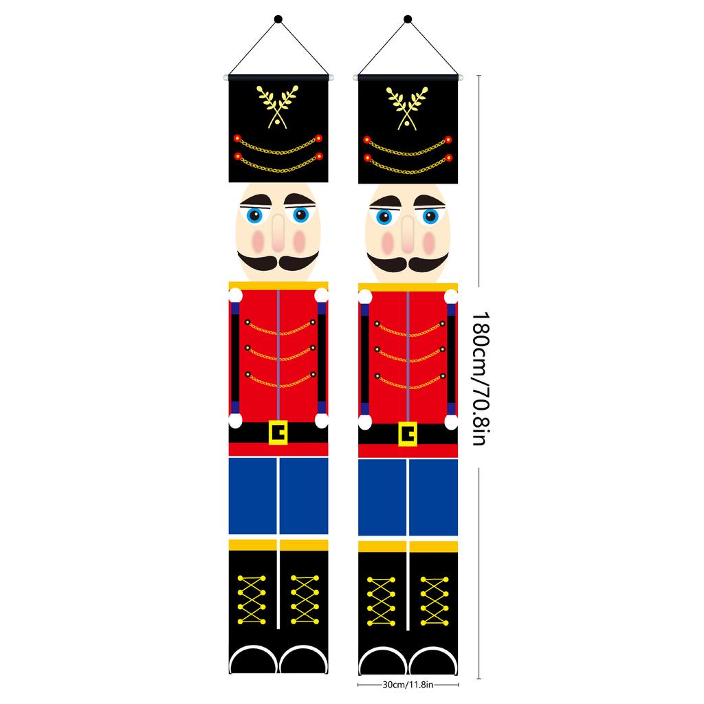 Weihnachts-Außendekorationen 1 Paar Weihnachtsbanner Nussknacker Soldat Banner Santa Schneemann Frohe Weihnachten Tür Veranda Dekor 2024
