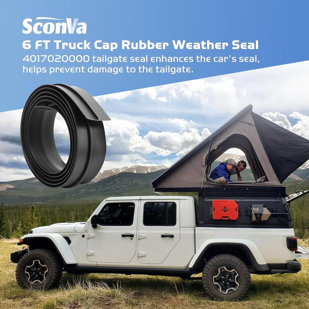 6 FT Truck Cap Rubber Weather Seal, Double Leaf Bottom Rear Door Frame Seal Strip with T-Channel for Car Camper Boat RV Truck Doors & Home