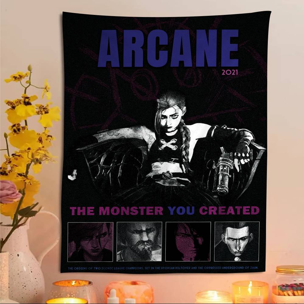 

Arcane Jinx Cartoon Anime Game Printed Large Wall Tapestry Wall Hanging Decoration for Household Dorm Decor Blanket 74x94cm(29x37in)