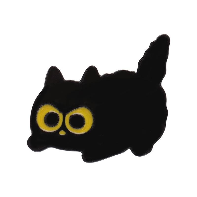 Cute Cat Black Brooch Set With Delightful Floral And Plant Motifs Perfect For Fall Fashion