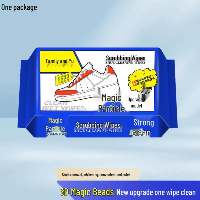 

Shoe Cleaning Wipes with 3D Magic Particles – Portable Stain Remover & Brush for White Sports Shoes