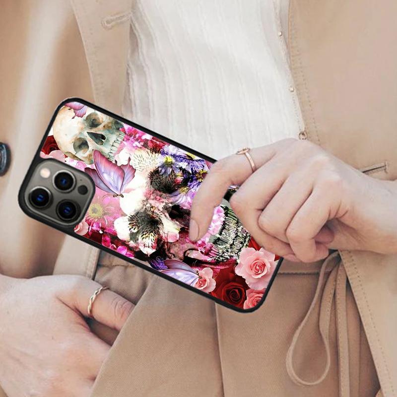 Skull Pink Roses Magnetic Phone Case For APPLE iPhone 17 Air 16 14 13 12 Pro Max 15 Plus Wireless Charge With MagSafe Cover