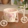 Tricycle Flower Basket Imitation Rattan Woven Decorative Candy Serving Basket Tricycle Planter Flower Holder for Floral Arrangement Party