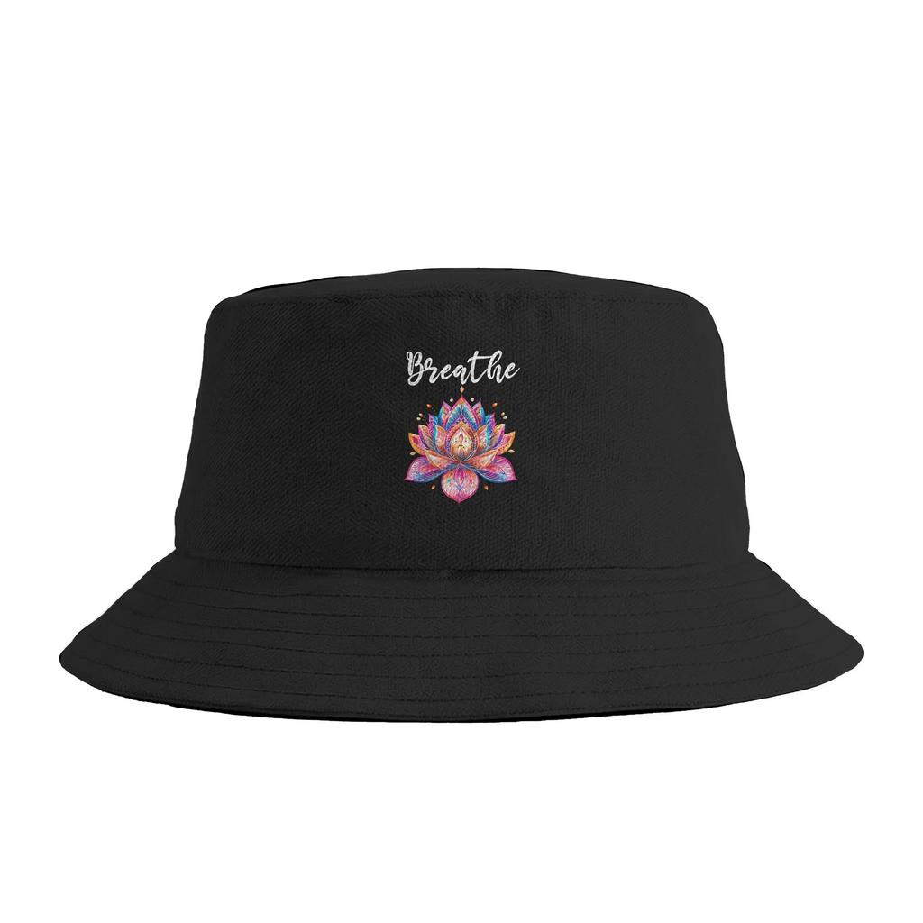 Pink Lotus Flower Yoga Breathe Meditation Yoga Lover Bucket Hat Summer Vintage FisherUnisex Hats For Unisex Women Personality Caps