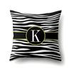 Polyester Pillowcase Zebra Pattern Printing Home Decoration Pillowcase 26 English Letter Cushion Cover Black and White