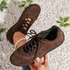 Women's Round-Toe Lace-Up Training Casual Sports Shoes, Solid Color Versatile Footwear, Available In Large Sizes.