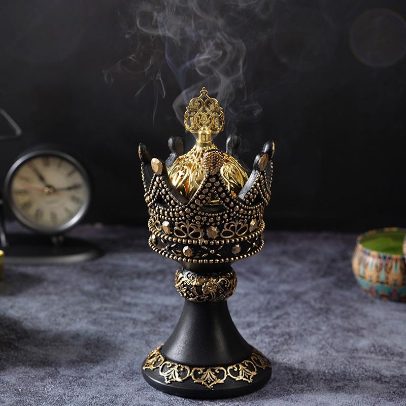 

1 шт., бытовой держатель для ароматических палочек, курильница, золотое украшение стола, смола, европейский стиль чёрный