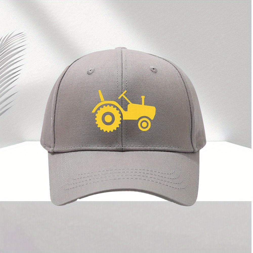Yellow Tractor Graphic Polyester Baseball Cap Adjustable Unisex Outdoor Casual Farm Hat