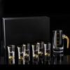 7 stk. krystallglass kort kopp gaveeske sett blyfritt brennevinglass med vin dispenser gyllen vodka brandy vinglass soju kopp
