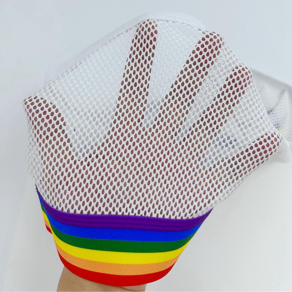 Boxer JOCKMAIL Sexy Mesh Breathable Boxer Briefs Rainbow Color Stripe Low Waist Fashion Men's Underwear