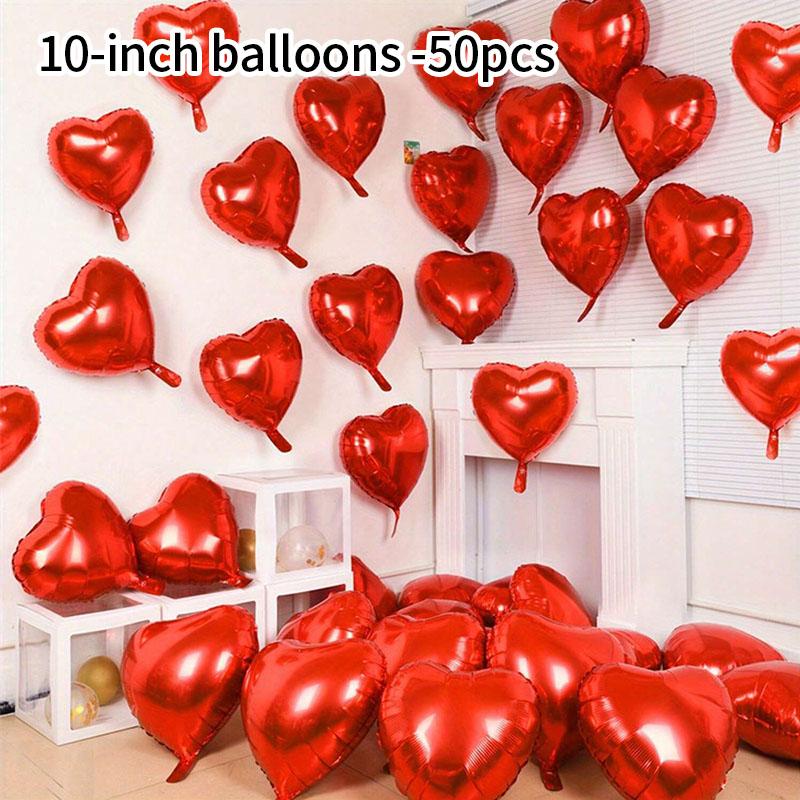 50pcs 5/10/18/32inch Aluminizer Red Heart Balloons Valentine's Day Romantic Atmosphere Scene Decor Wedding Birthday Background