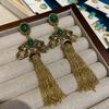 Hot-Selling Natural Turquoise Medieval Vintage Earrings Women'S Retro Personality Niche Fringed Earrings Earrings