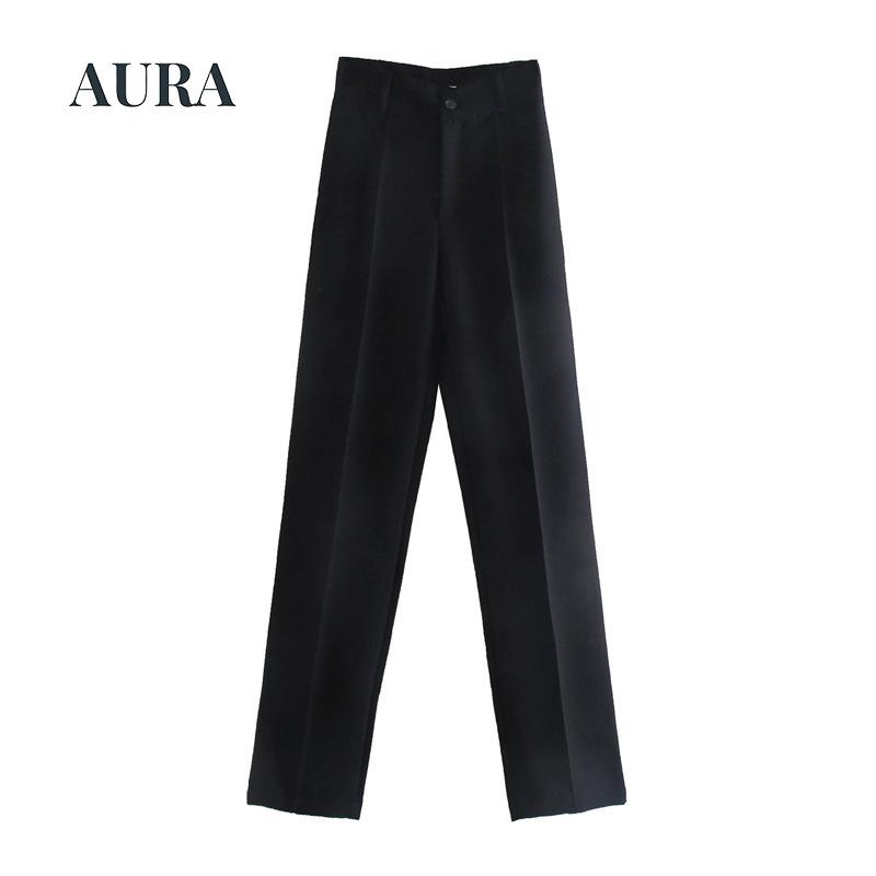 

Женские шикарные модные офисные женские брюки, прямые брюки, винтажные женские брюки с высокой талией на молнии, Mujer XS белый