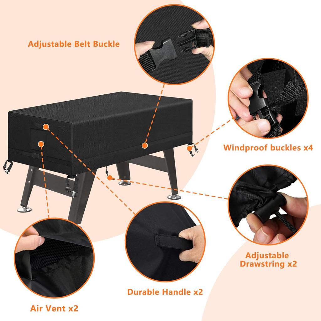 Kovshuiwe Foosball Table Cover Outdoor Waterproof Soccer Table Cover Heavy Duty Rectangular Patio Football Game Table Cover 58"x52"x30"(LxWxH)