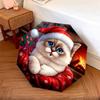 1 Stück Automatischer Faltregenschirm - Muster mit Katze im Weihnachtsmannhut, Tragbares & Faltbares Design mit 8 Speichen, Weihnachts-Geburtstagsgeschenke
