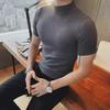 Youth Trendy Half-High Collar Casual Pullover: Men's Summer Solid Color Short-Sleeved Sweater 2025.