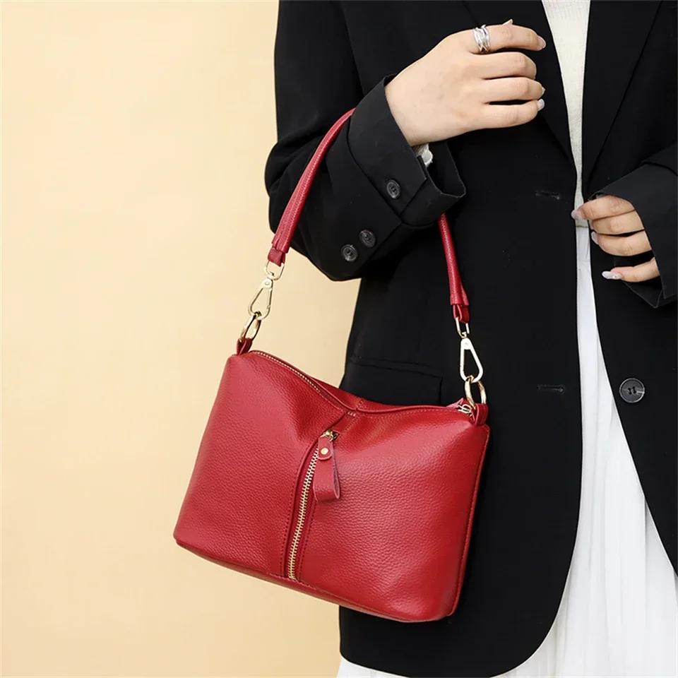 Borsa a Tote da Donna in Vera Pelle di Alta Qualità Lusso Morbida Pelle di Mucca Borse a Spalla Crossbody da Donna 2026 Fashi Borsa Messenger da Donna