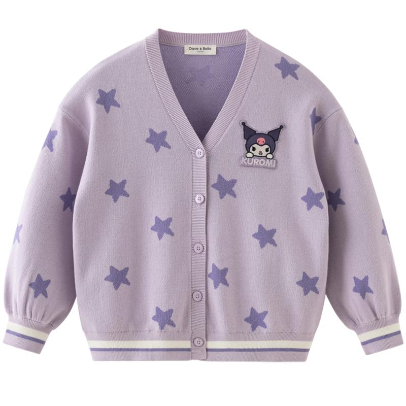 ДЕТСКИЙ КАРДИГАН-СВИТЕР DAVE & BELLA КОЛЛАБОРАЦИЯ С KUROMI ДЛЯ ДЕВОЧЕК 100