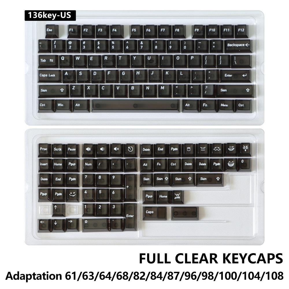 Full Transparent Transparent Keycaps Ice Transparent Color Keycaps Mechanical Keyboard Keycaps Crystal Clear ABS