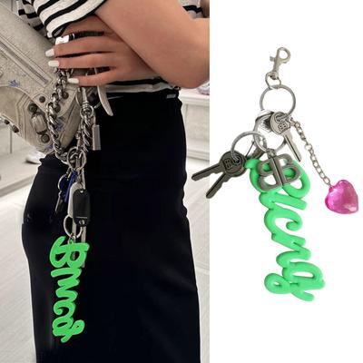 Practical Silicone Letter Keychain Bag Charm with Heart Soft Silicone Key Accessory Suitable for Stylish Accessories