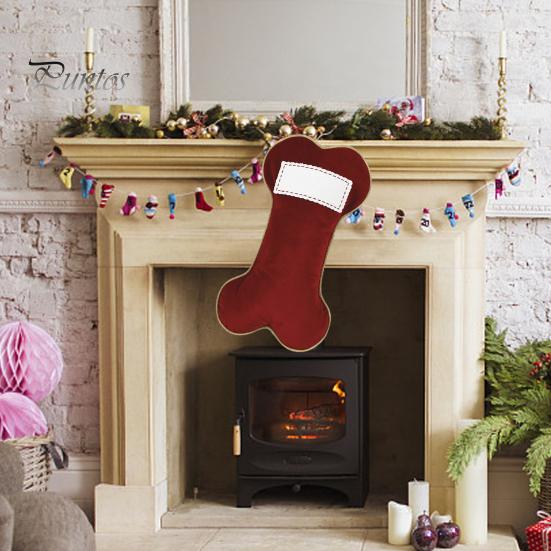 Christmas Gift Bag Easy To Hang Increase Atmosphere Festive Dog Bone Socks Gift Bag