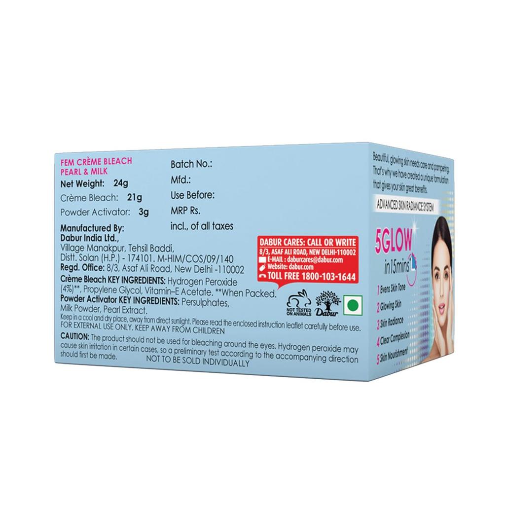 Fem Fairness Naturals Pearl Skin Bleichcreme 24g Für Strahlenden, Ebenmäßigen, Haarfreien Hautglanz